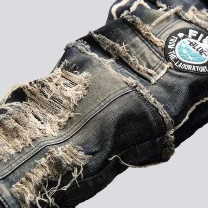 Patchwork men's skinny jeans