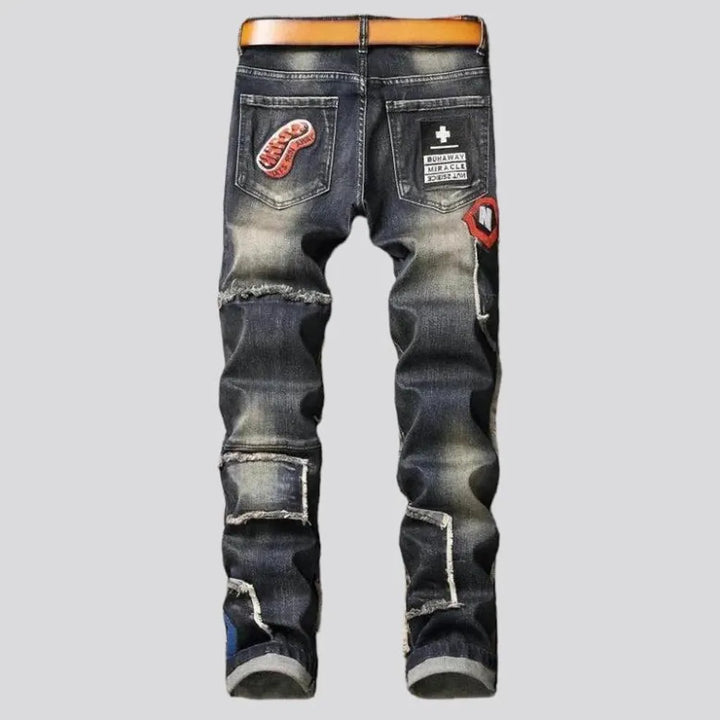 Patchwork men's skinny jeans