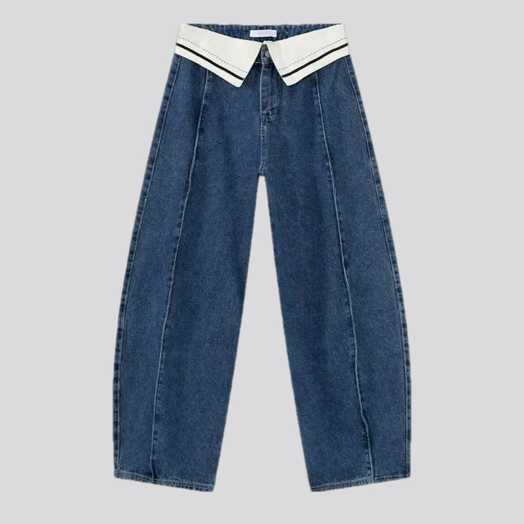 Mid rise sailor collar men's jeans