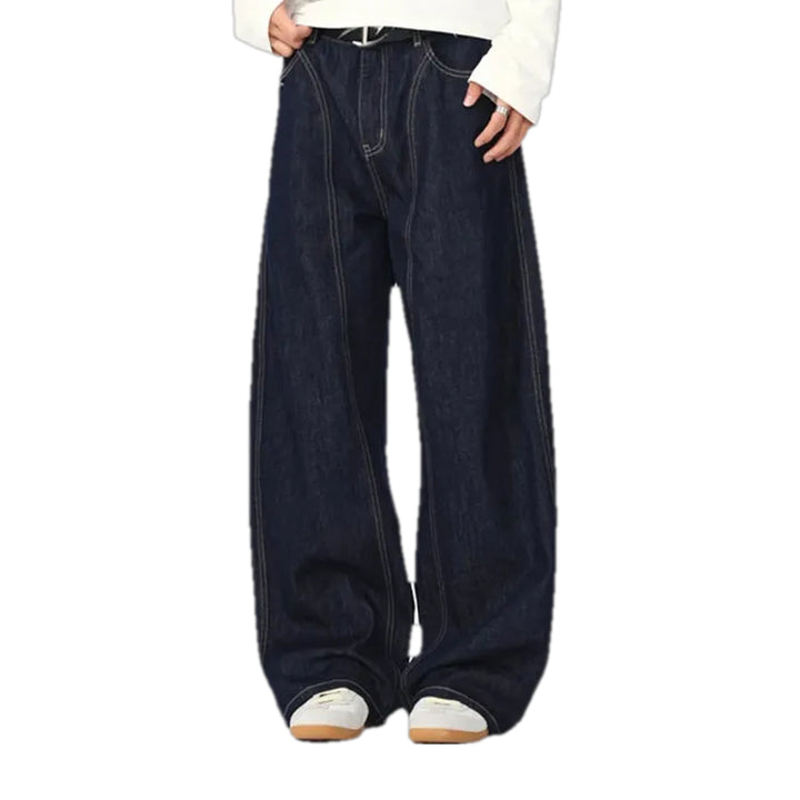 Slouchy 90s Style Dark Men's Jeans - Dark Blue