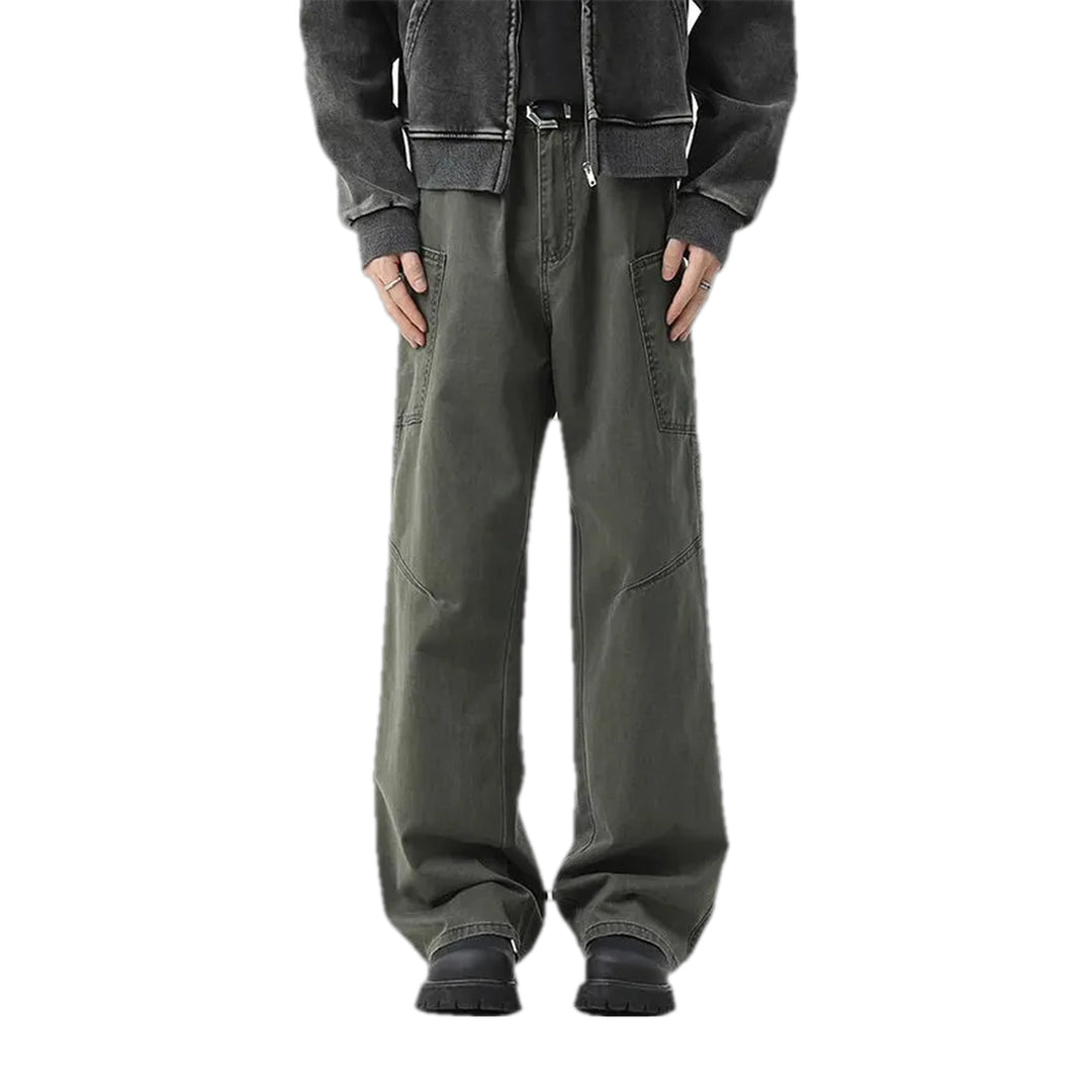 Mid Rise Stylish Panneled Men's Jeans - Khaki